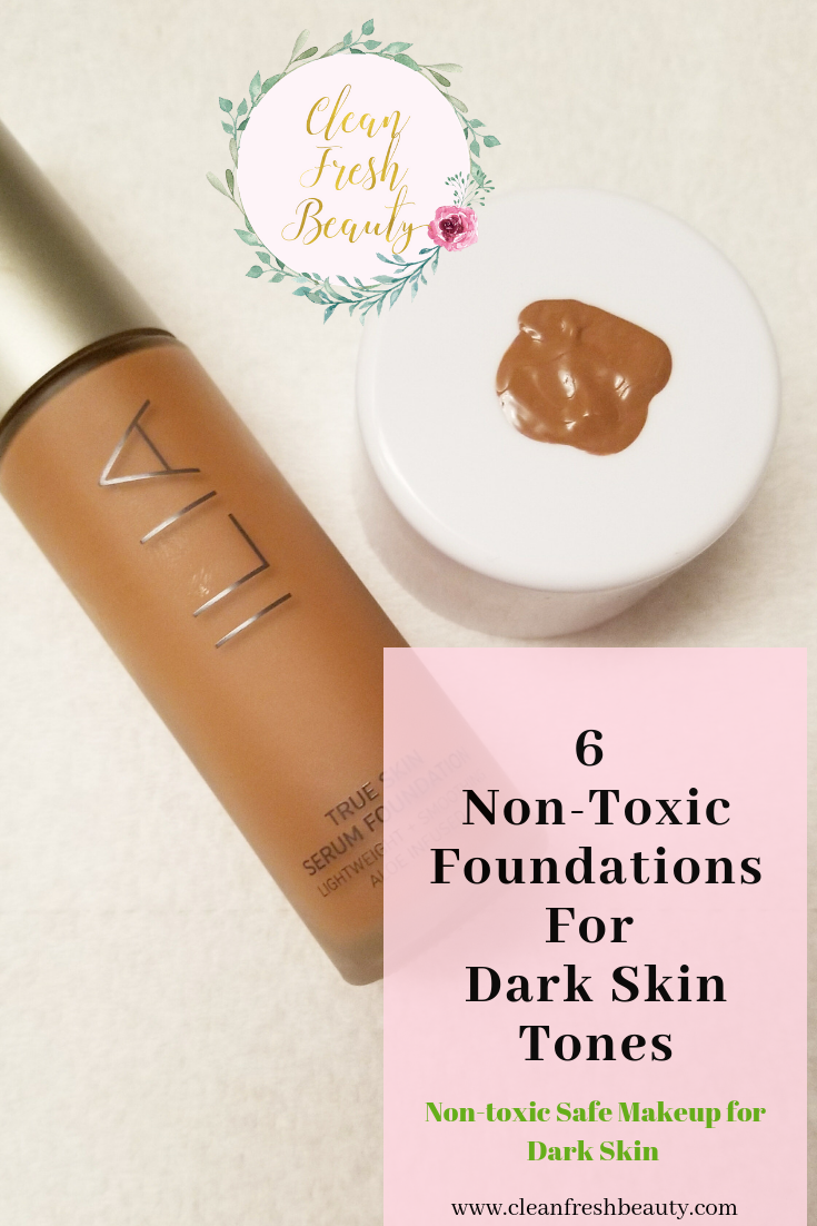 For a long time, I couldn't find a non-toxic safe foundation for my dark skin tone. Well now, I am super excited because I was able to find several safe foundations that match perfectly my dark skin tone. Some of this foundation are match for dark deep skin tone too. Click to read all about it and sign up to get tips on organic foundation for #brownbabes, #darkskintones ladies, #black ladies.