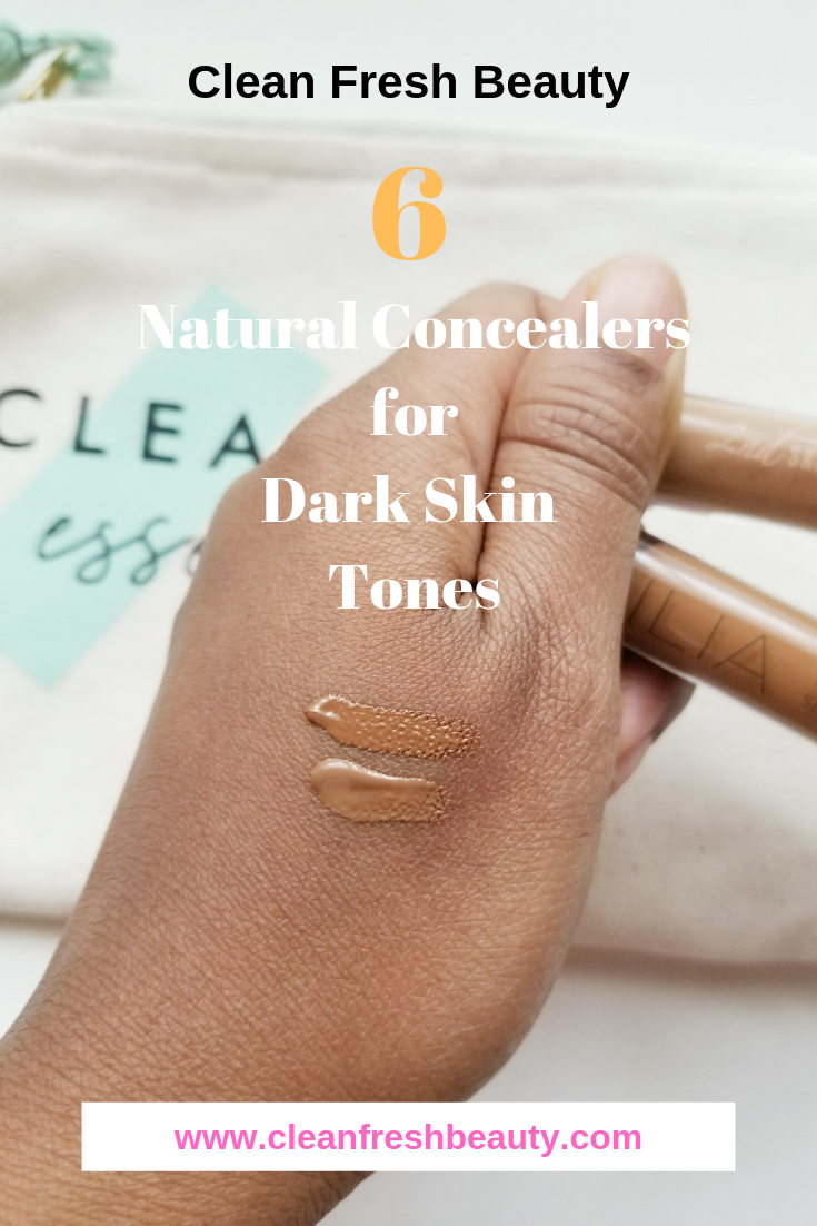 These inclusive organic and natural cosmetics have plenty of natural cosmetics for dark skin. In this blog posts, I share 6 natural concealers you need to know about. Click to read more. #organicmakeup #greenbeauty #naturalcosmetics #darkskin