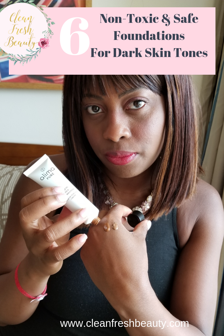 Thinking you can't find a non-toxic foundation for your dark skin tones? Well read this blog post. It is all about the best foundations for dark skin tones. Click to read more and get tips on non-toxic makeup for dark and brown skin tones. #greenbeauty #safemakeup #nontoxicmakeup #darkskin #brownbabes