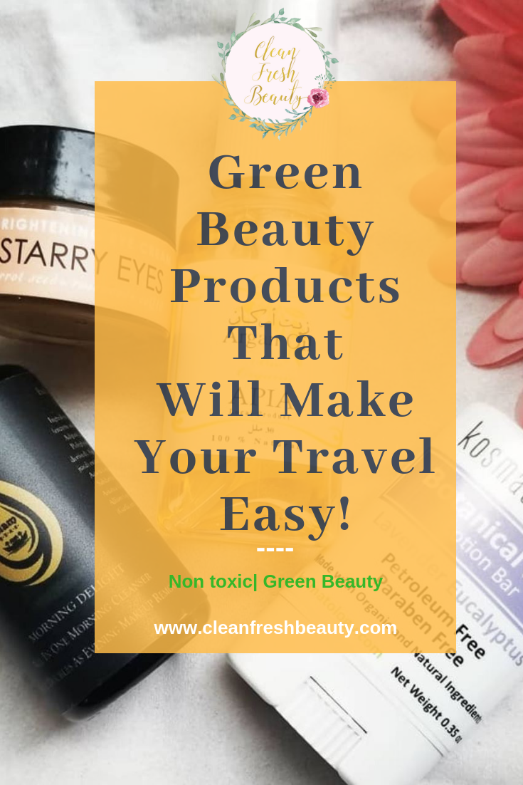 Wondering what green beauty products are great for traveling? In this blog post, I share with you some of my favorites natural skin care products that have make my travels easier other the year. Click to read more! #naturalproducts #travel #minimalist #greenbeauty #organicproduct