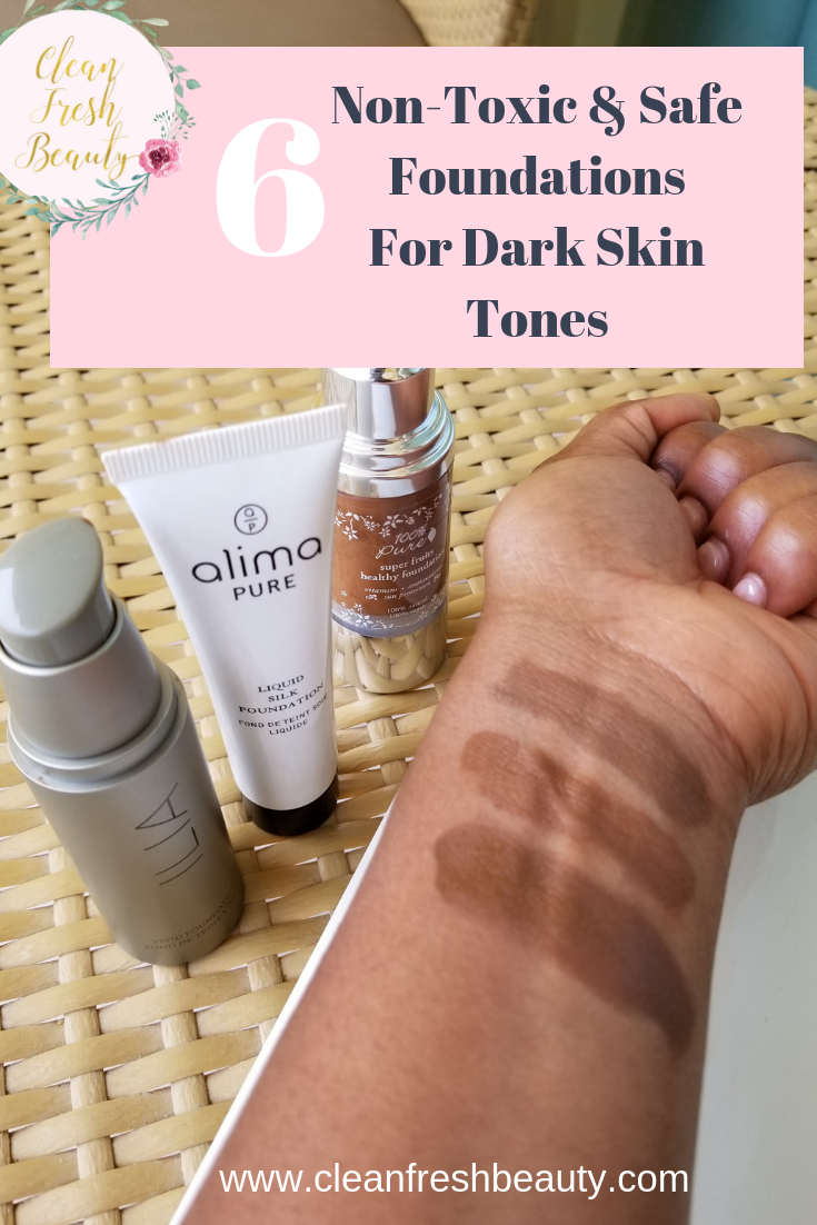 Looking for non-toxic foundation for dark skin tones? This blog post is all about the best foundations for dark skin tones. Click to read more and find tips for non-toxic makeup for dark and brown skin tones. #greenbeauty #safemakeup #non-toxic makeup #darkskin #brownbabes