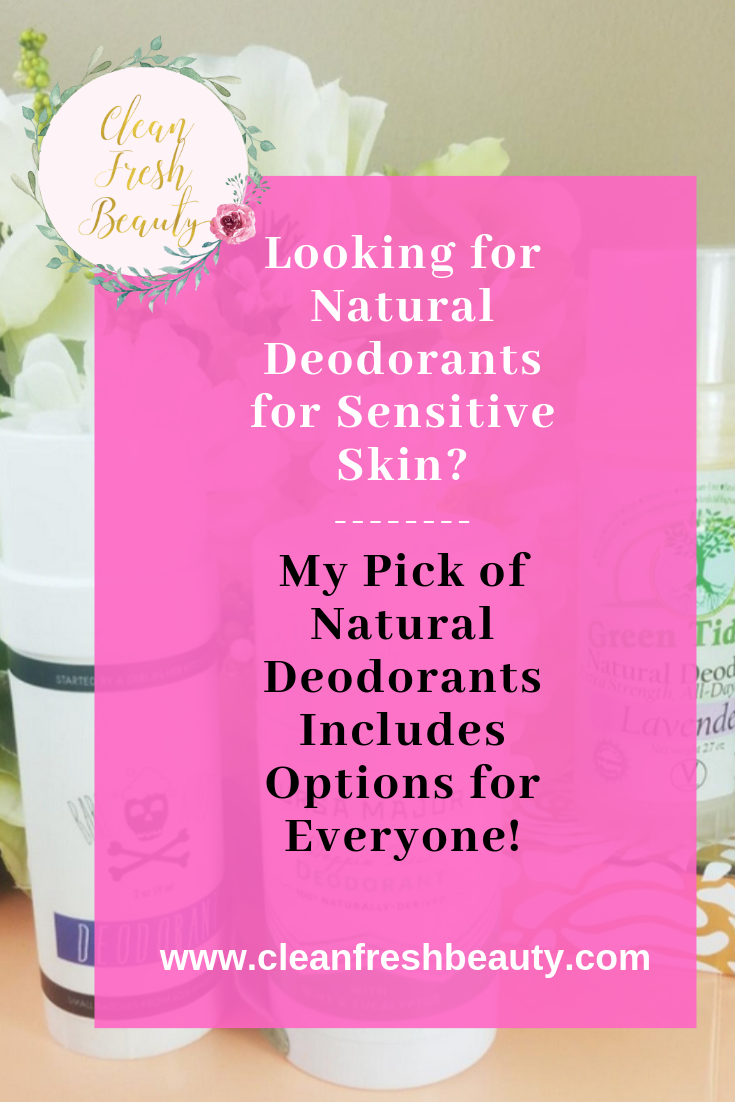 Finding a natural deodorant for your sensitive skin can be difficult? In these blog post, I share several options that works on sensitive skin. Avoid the irritation and itchiness.  In this blog post, I share with you my best pick of safe deodorants including baking soda free options and options. Click to find out and read more! #greenbeauty #naturaldeodorants #organicbeauty