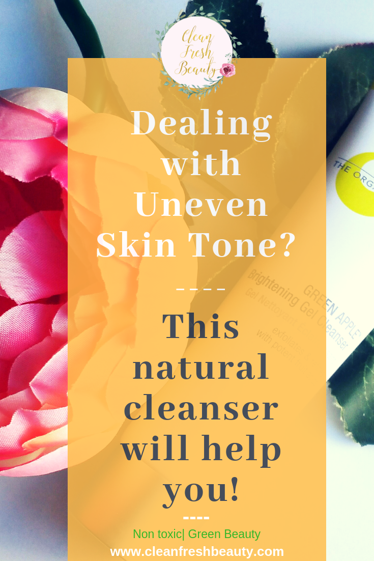 DO you have uneven skin tone? Are you wondering what natural skin care product can help? I tried this natural cleanser and it really brightens my skin and help with my uneven skin. Click here to read more! #greenbeauty #naturalskincare #organicbeauty