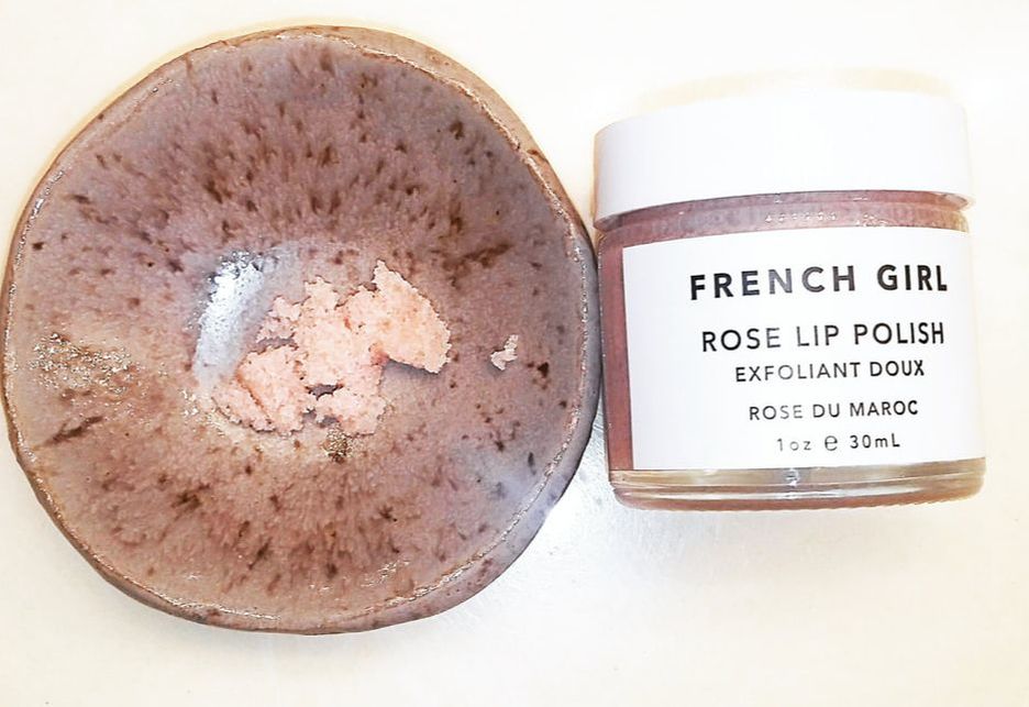French Girl Organics | Rose Lip Polish | Vegan, 100% Natural Lip Scrub 