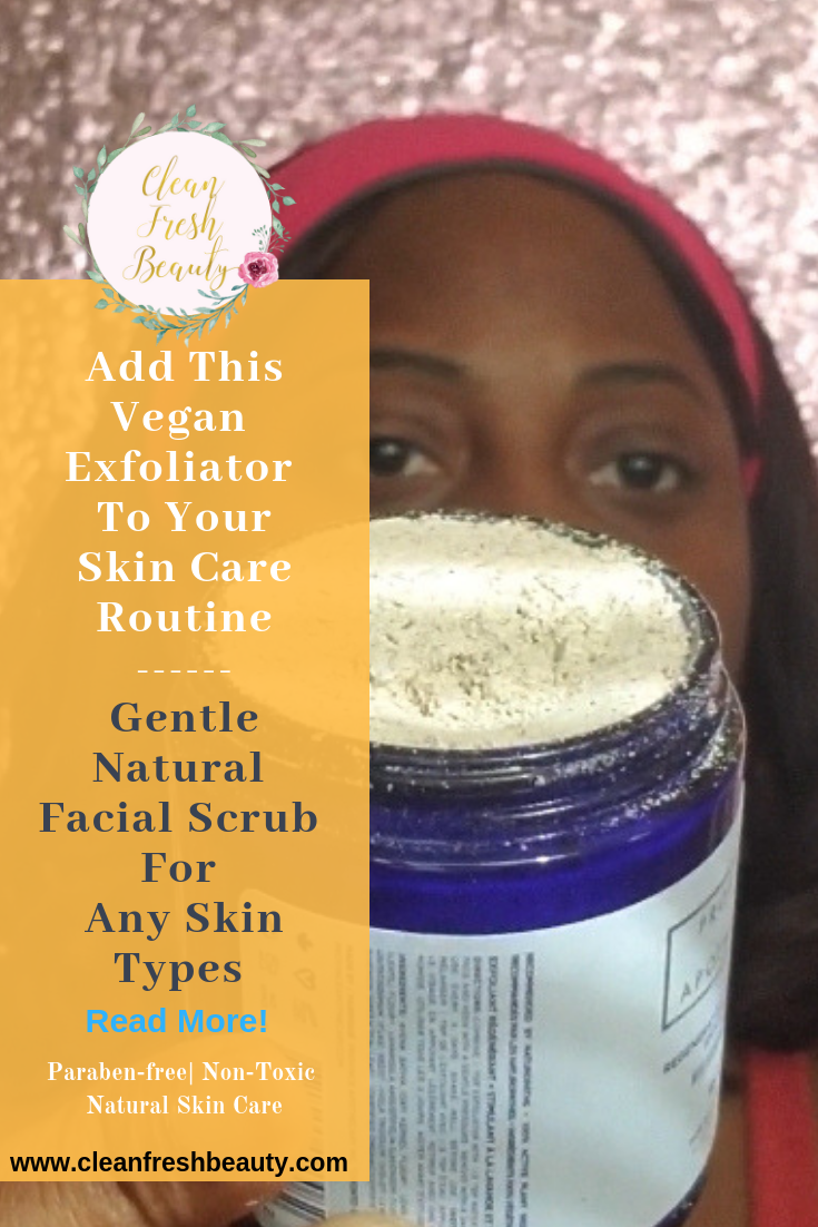 How To clear congested Pores? I love using this vegan exfoliator. It is so gentle on my skin and leave it so smooth. Try this vegan natural scrub to help with clear out your pores. Click through to read more about it #greebeauty #naturaskincare #congestedpores