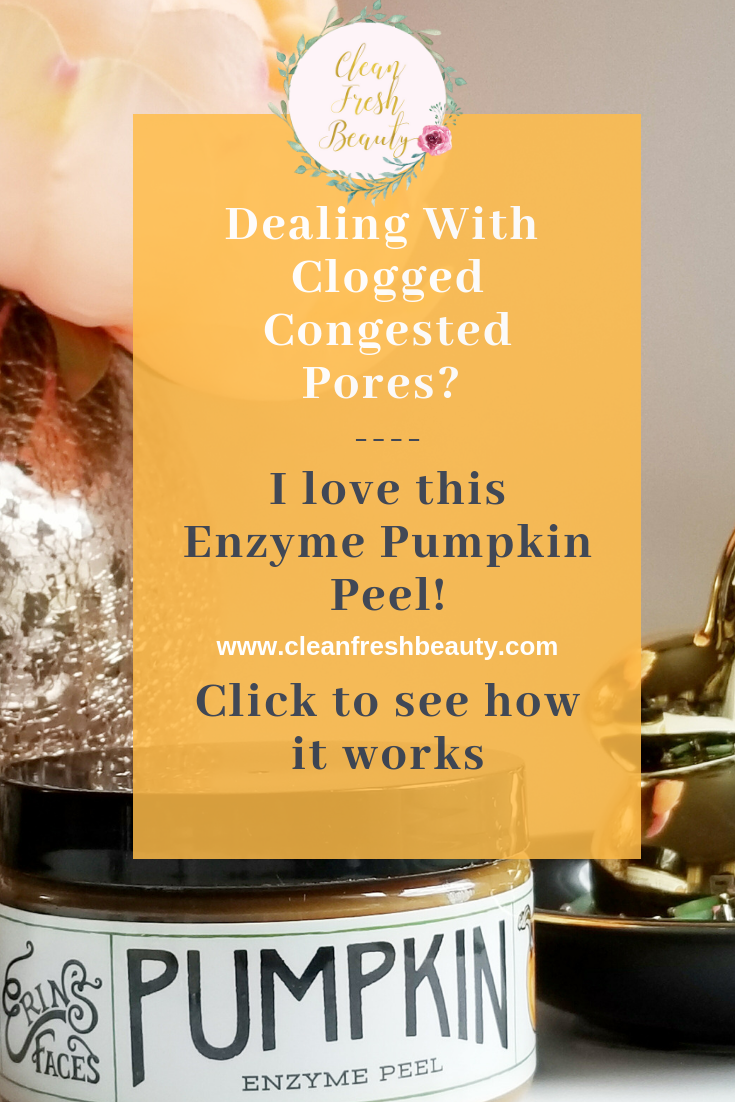 Are looking for an natural alternative to help with your congested pores? i try this natural pumpink enzyme peel and it helped so much with my clogged pores bumps and my skin texture. Click to read more. If you leave a comment and sign up you automatically enter our next green beauty giveaway. #greenbeauty #cleanbeauty #congested pores